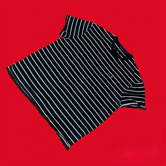 Polo Ralph Lauren Black Striped Classic Fit Crewneck T shirt 100% Cotton Large - Picture 1 of 7